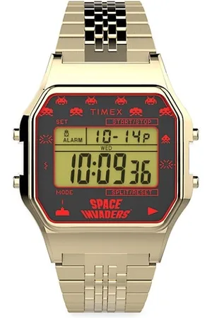 Timex X Space Invaders Unisex T80 Gold Stainless Steel 34MM Watch