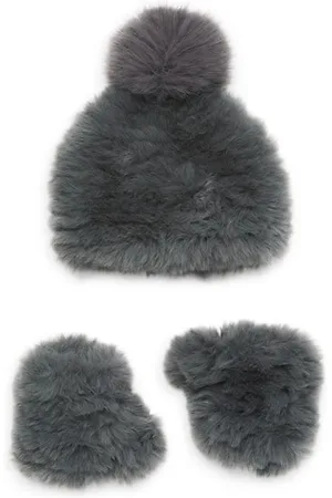 JOCELYN Girls Gloves - Little Girl's & Girl's 2-Piece Faux Hat And Mandy Mittens Set