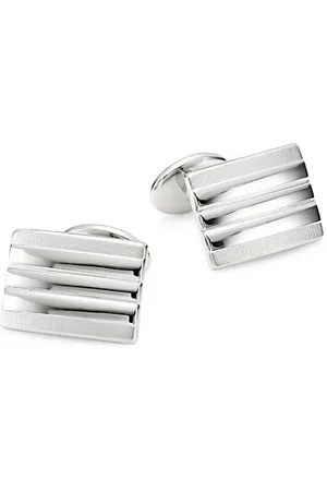 David Donahue 2-Piece Sterling Silver Lined Rectangle Cufflink