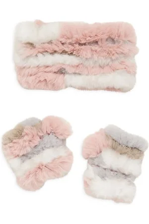 JOCELYN Girls Gloves - Girl's Faux Fur Mandy Mittens & Headband Set