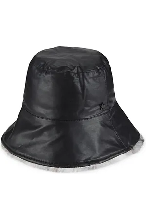 JOCELYN Faux Fur-Lined Faux Leather Bucket Hat