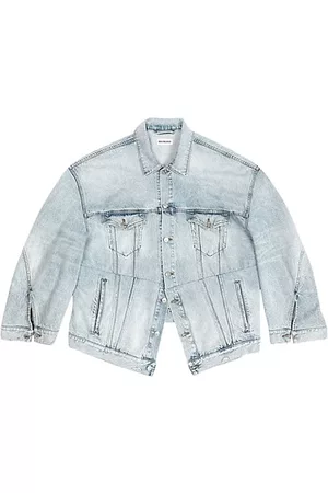 Balenciaga Oversized Asymmetric Padded Denim Jacket Blue