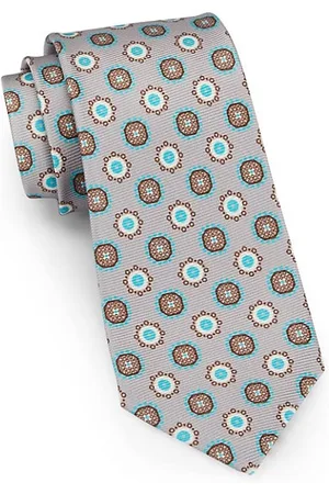 Kiton Men Neckties - Geometric Floral Silk Tie