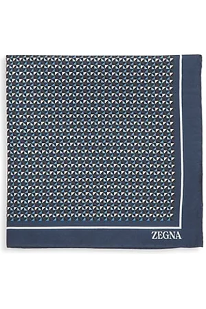 Z Zegna Printed Silk Pocket Square