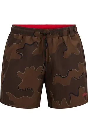 BOSS - Monogram-print swim shorts in quick-drying recycled fabric