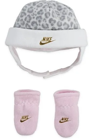 Nike Baby Gloves - Baby Girl's Swoosh Logo Leopard Print Hat & Mittens Set