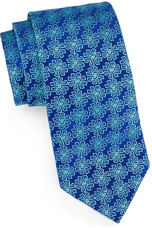 Charvet Men Neckties - Flower Medallion Silk Tie