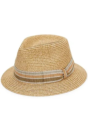 Saks Fifth Avenue Men Hats - COLLECTION Stripe Straw Fedora