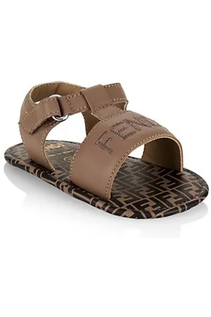 Fendi Brown Ff Buckle Logo Embossed Leather Slides Sandals Sz 41.5 / US 8.5  Mens | eBay