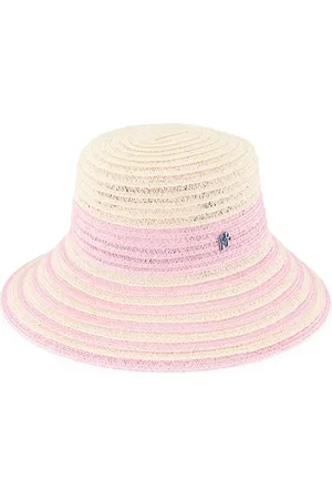 Raffaello Bettini Striped Brim Hemp Bucket Hat