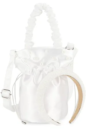 Bari Lynn Girl's Pearl Headband & Bag Set