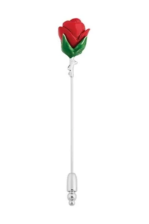 Tateossian Men Neckties - Lapel Wear Rhodium-Plated Brass Rose Pin