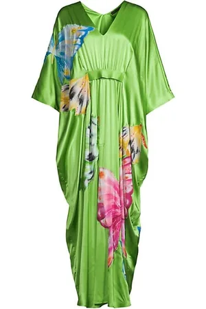 Natori Women Bathrobes - Kyoto Couture Embellished Silk Satin Caftan