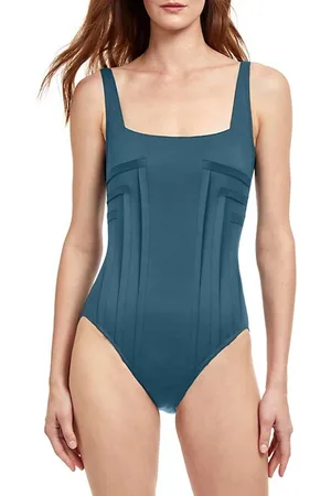 Gottex Belle Curve D-cup Square Neck Tankini in Blue