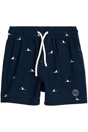 Miles The Label Boys Swim Shorts - Little Boy's & Boy's Shark Fins Drawstring Swim Shorts