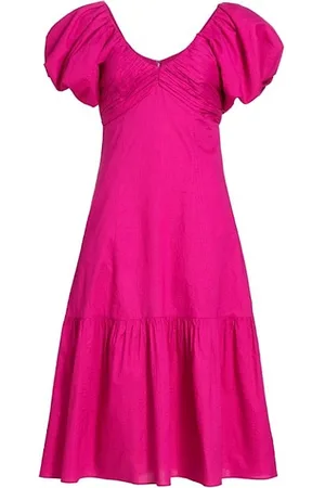 Frame Women Midi Dresses - Puff-Sleeve Seersucker Midi-Dress