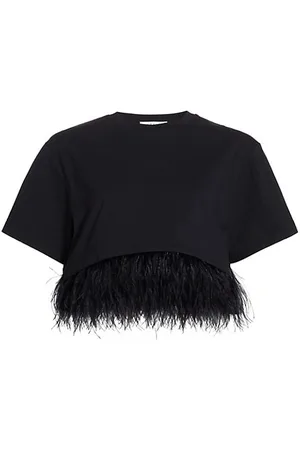 Frame Women Short Sleeve - Feather-Hem Cropped T-Shirt