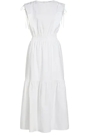 Frame Women Midi Dresses - Cinched-Shoulder Cotton Midi-Dress