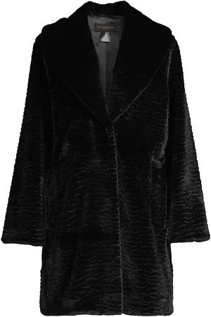 Donna Karan Women Collar Jackets - Shawl Collar Faux Fur Coat