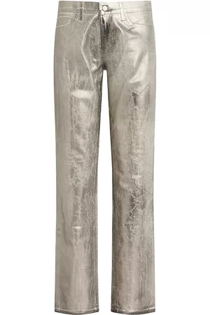 Joes Jeans Women Straight Jeans - The Lara Mid-Rise Metallic Jeans