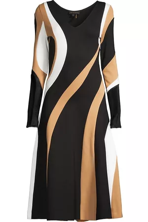 Donna Karan Women Midi Dresses - Spiral-Blocked Flare Midi-Dress