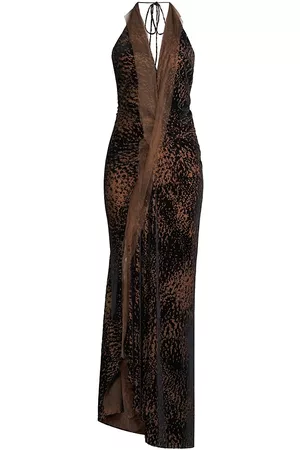 Donna Karan Women Party Dresses - Burnout Halter Velvet Gown