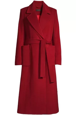 Donna Karan Women Coats - Double-Breasted Wool Blend Wrap Coat