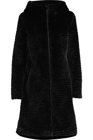 Donna Karan Women Coats - Hooded Faux Fur Coat