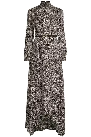 Donna Karan Women Printed Dresses - Belted Leopard-Print Georgette Dress
