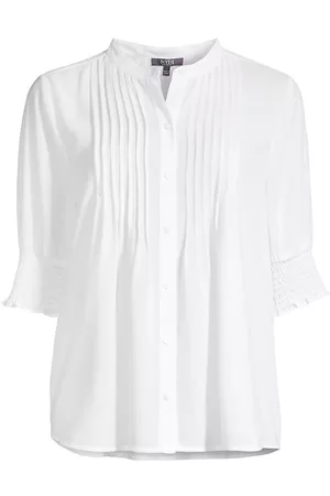 NYDJ Women Long Sleeve Polo Shirts - Pintuck Peasant Shirt