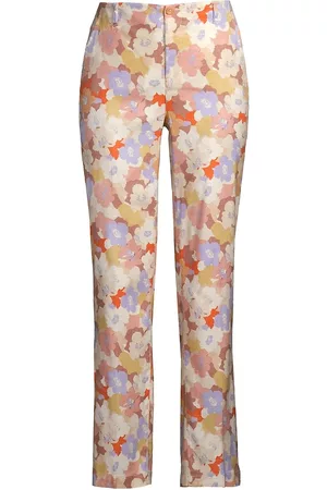 NYDJ Women Pants - Marilyn Floral Linen-Blend Straight-Leg Pants