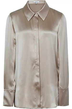Reiss Women Long Sleeve Polo Shirts - Haley Silk Button-Front Shirt