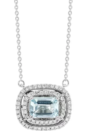 Saks Fifth Avenue Necklaces - 14K White Gold, Aquamarine & 0. 33 TCW Diamond Necklace