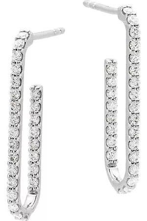 Saks Fifth Avenue Diamond Hoop Earrings - 14K White Gold & 0. 50 TCW Diamond Inside-Out Hoop Earrings