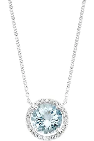 Saks Fifth Avenue Necklaces - 14K White Gold, 0. 14 TCW Diamond & Aquamarine Pendant Necklace