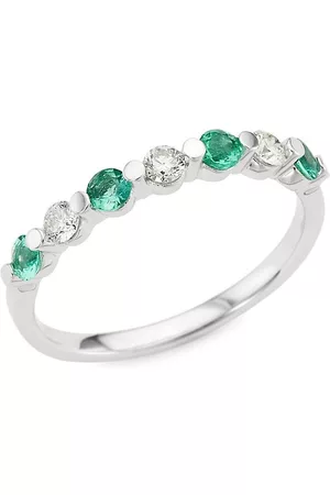 Saks Fifth Avenue Rings - 14K White Gold, Emerald & 0. 22 TCW Diamond Ring