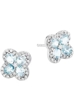 Saks Fifth Avenue Earrings - 14K White Gold, Aquamarine & 0. 35 TCW Diamond Stud Earrings