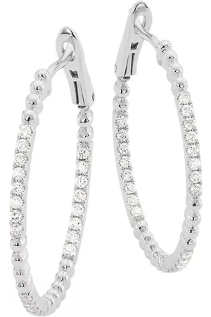 Saks Fifth Avenue Earrings - 14K White Gold & 0. 37 TCW Diamond Hoops