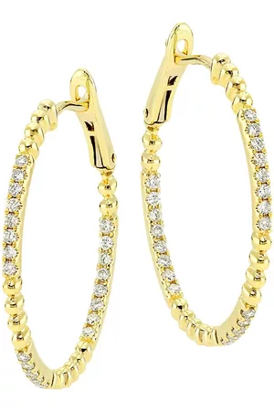 Saks Fifth Avenue Diamond Hoop Earrings - 14K Yellow Gold & 0. 37 TCW Diamond Inside-Out Hoop Earrings