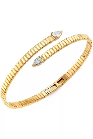 Saks Fifth Avenue Diamond Bracelets - 14K Yellow Gold & 0. 7 TCW Diamond Fluted Bypass Bangle