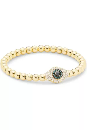 Saks Fifth Avenue Diamond Bracelets - 14K Yellow Gold & 0. 69 TCW Diamond Evil Eye Beaded Stretch Bracelet