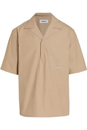 AMBUSH striped zipped short-sleeve shirt - Orange