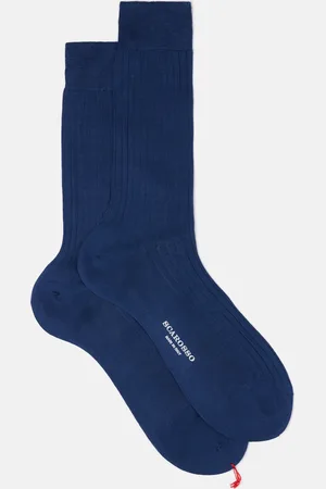 Scarosso Blue Cotton Calf Socks - Man Socks 40-41