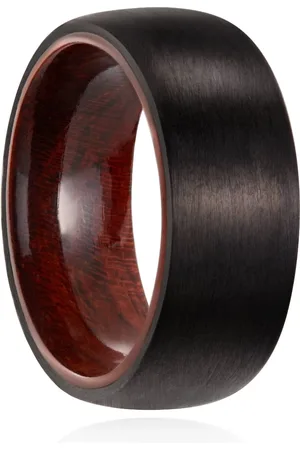 Simply Carbon Fiber Real Forged Carbon Fiber Ring | Rose Wood Inlay | Slate Series