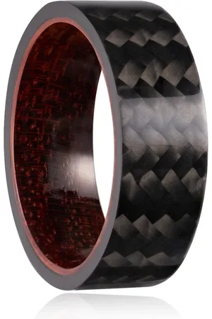 Simply Carbon Fiber Real Carbon Fiber Ring | Rose Wood Inlay | Slate Series