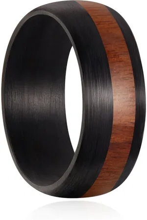 Simply Carbon Fiber Real Forged Carbon Fiber Ring | Koa Wood Inlay | Slate Series