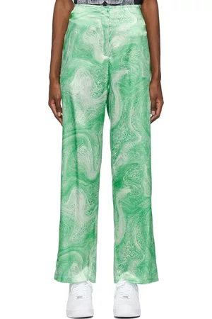 Opening Ceremony Women Pants - Green Allover Marble Trousers