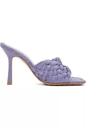 Bottega Veneta Purple Raffia Stretch Heeled Mules