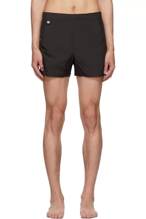 Givenchy Men Swim Shorts - Black Woven Shiny Swim Shorts
