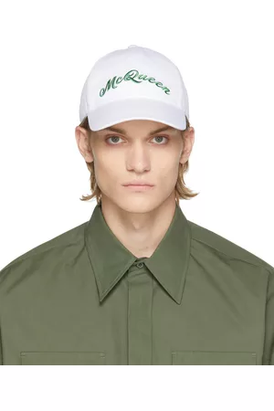 Alexander McQueen Men Caps - White & Green Logo Cap